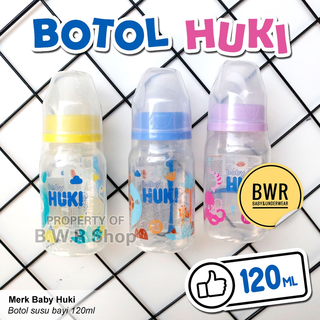 Botol Susu HUKI 120ml / Botol Susu Bayi ASI Milk Baby Bottle BPA Free || Bwr IX