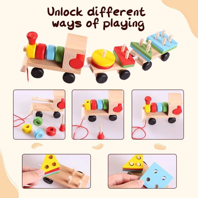 Block Cart Kereta Shape Geometri Kereta Bentuk Geo Train Mainan Edukasi Anak