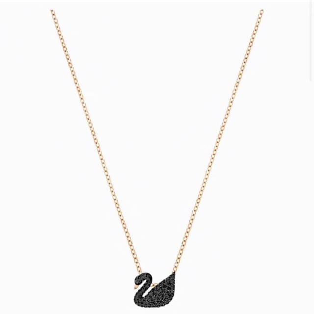 BLACK SWAN NECKLACE  GOLD SWAROVSKI (KALUNG ANGSA HITAM SWAROVSKI) ORIGINAL 100% FREEBOX