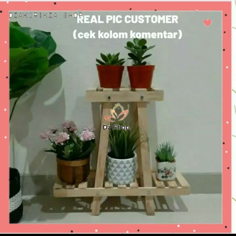 Rak Bunga Tingkat Minimalis / Rak Kayu Susun