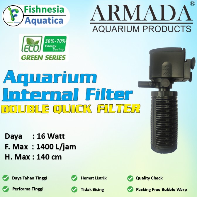 Armada SP 1600F - Pompa Air Internal Filter Aquarium Double Filter Low Watt