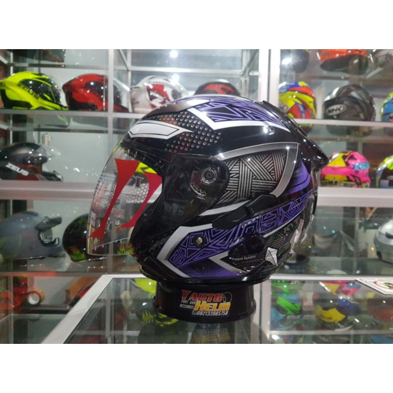 [COD] KYT GALAXY SLIDE BLACK PANTHER BLACK PURPLE UNGU HITAM DOUBLE VISOR