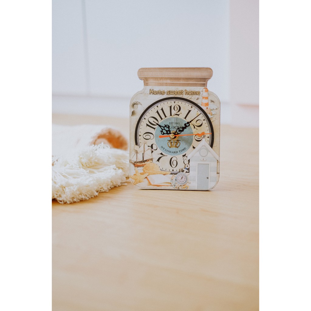 JAM DINDING VINTAGE ANALOG HIASAN PAJANGAN DEKORASI RUANGAN WOODEN GANTUNG/ DISPLAY MEJA POSTER