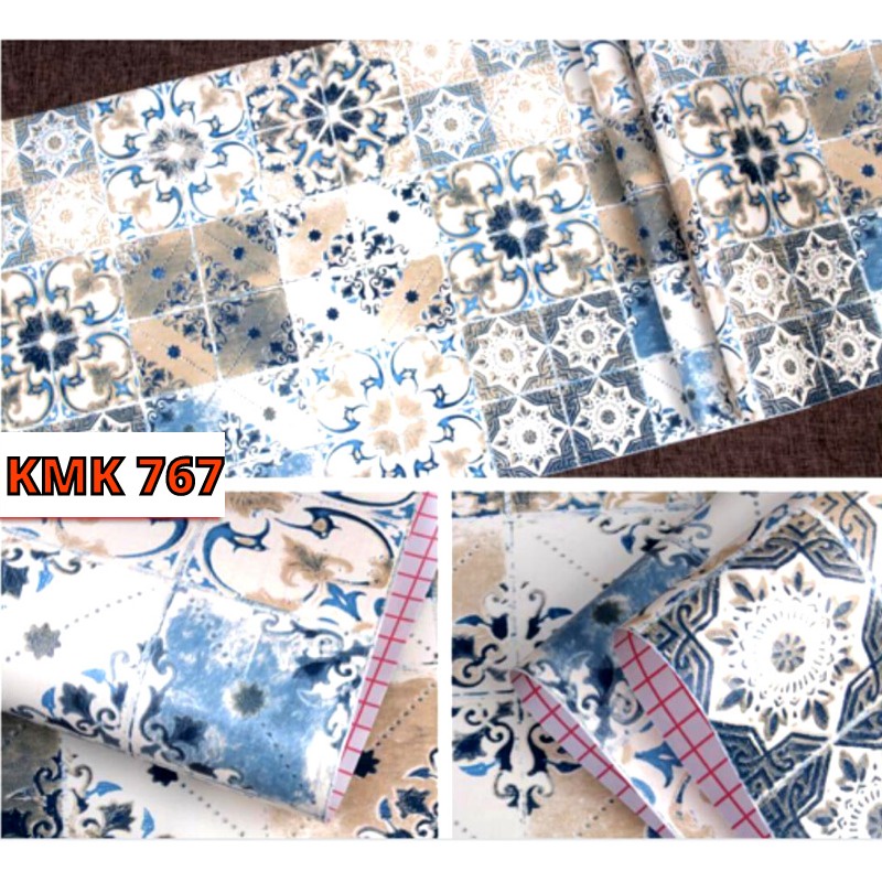 736 Wallpaper Wall Paper Motif Keramik Klasik Biru Coklat Stiker Sticker Setiker Wallsticker Cafe Dinding Dekorasi Rumah Ruang Tamu Keramik Lemari Kitchen Set Dapur Walpaper Welpeper Dekor Tempelan Kramik Kamar mandi Decoration Tegel Tagel Clasic Antik