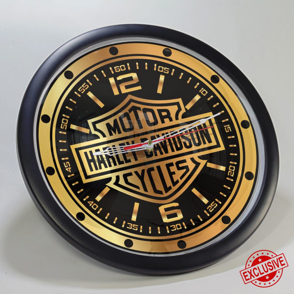 (ISTIMEWA BOSSQUE) JAM DINDING CUSTOM HARLEY DAVIDSON GOLD - EXCLUSIVE