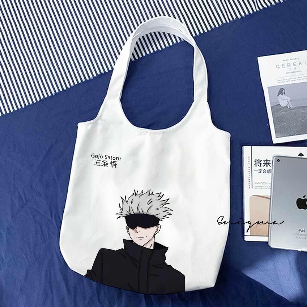 TERBARU TOTEBAG KANVAS ANIME GOJO SATORU PREMIUM ENIGMA TAS WANITA TOTE BAG WANITA TOTEBAG AESTHETIC