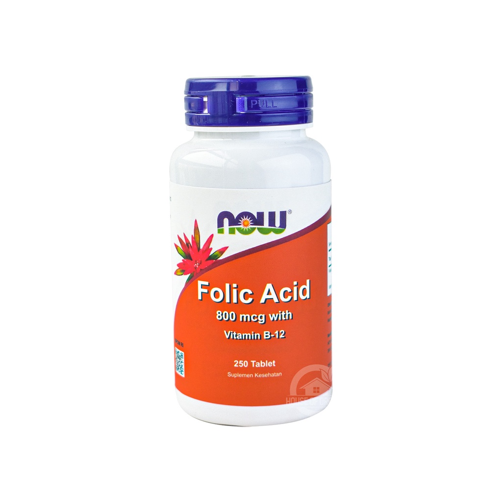 NOW Foods Folic Acid 800Mcg with Vitamin B-12, 250 Tablets