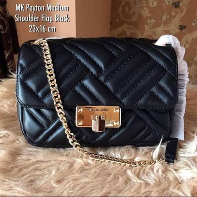 Tas MK Original - Michael Kors Peyton Medium Large Shoulder Flap crossbody black