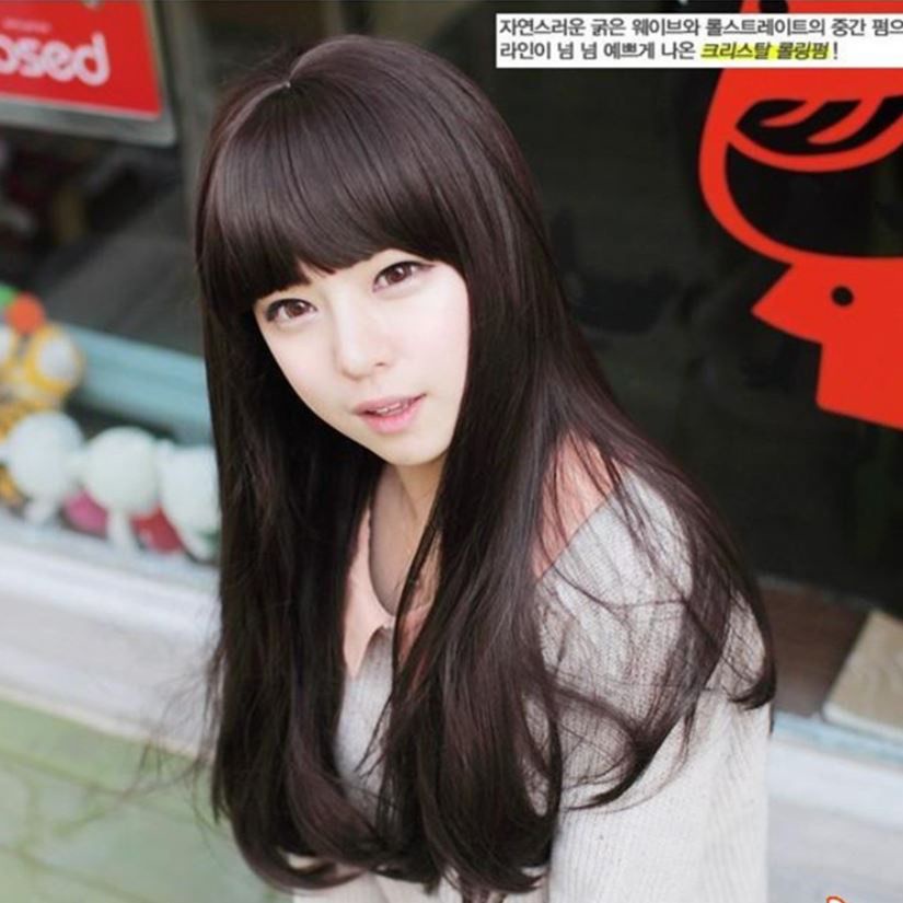 Wig Lurus Panjang Full Lace / Rambut Palsu Perempuan Dewasa Hair Extension Long Straight Poni Depan C1 F697