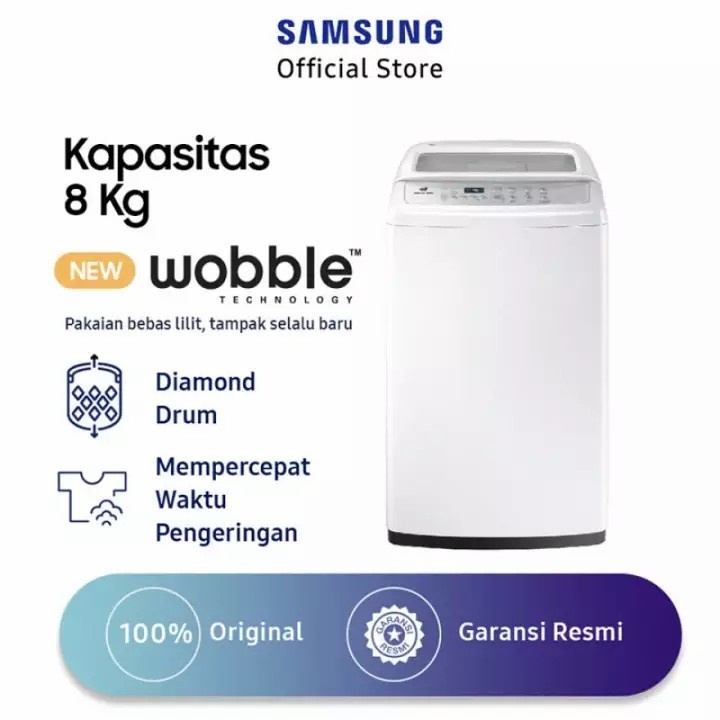 Mesin Cuci SAMSUNG WA80H4200 Top Loading 8kg Wobble Samsung WA 80H4200