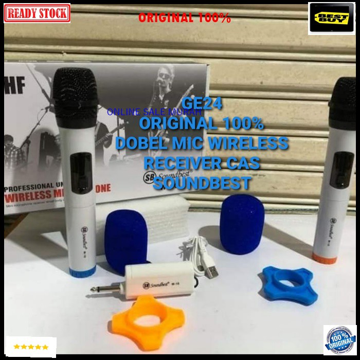 G24 Original soundbest dobel mic wireless receiver cas casan mik microphone mikrophone wireles pro audio sound sistem vokal vocal karaoke profesional panggung asli G24   BISA SEGALA JENIS AUDIO SOUND RECEIVER PAKE BATERAI CAS 18650 BONUS BUSA MIC DAN KARE