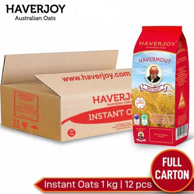 Haverjoy Full Carton Instan Oats 1Kg  - 1Ctn