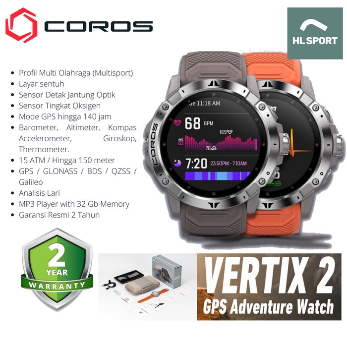 Coros VERTIX 2 GPS Adventure Watch Garansi Resmi Indonesia 2 Tahun