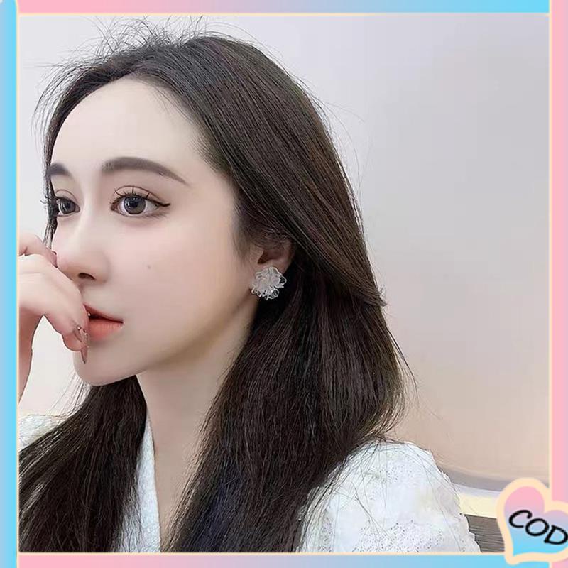 COD❤️ Anting Bunga Resin Tiga Dimensi Transparan yang Menyegarkan Stud Telinga Manis Wanita-A.one