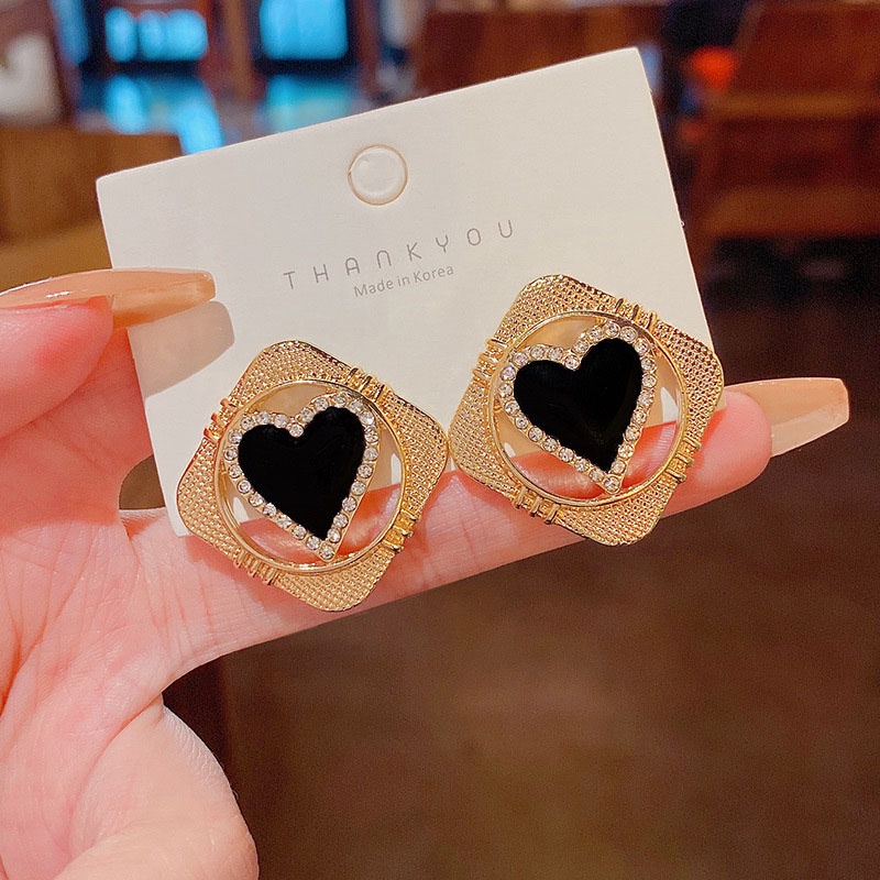 Anting Tusuk Sterling silver 925 Desain Hati Hias Berlian Imitasi Mewah Untuk Wanita