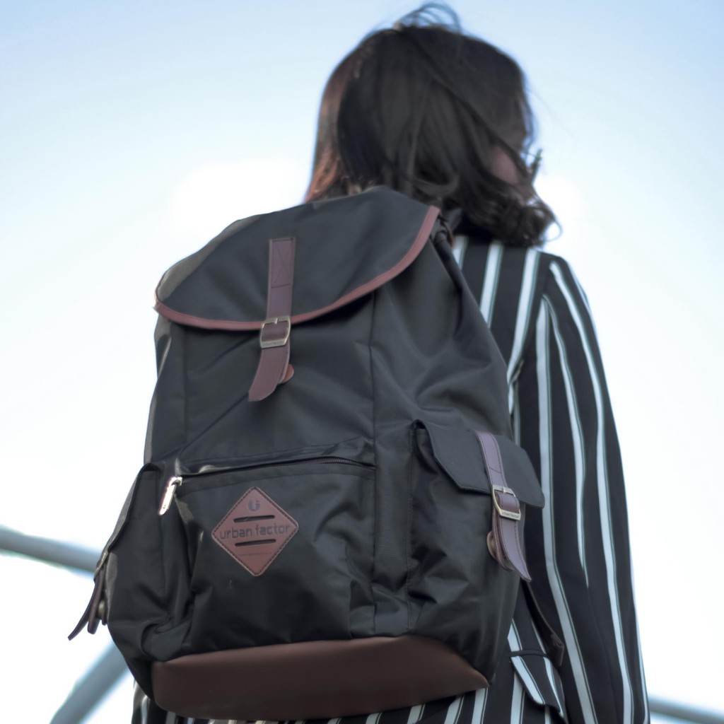 HOLIDAY BLACK |Urban Factor x FORIND| Tas Ransel Punggung Ori Bag Pria Wanita Backpack Baru Besar