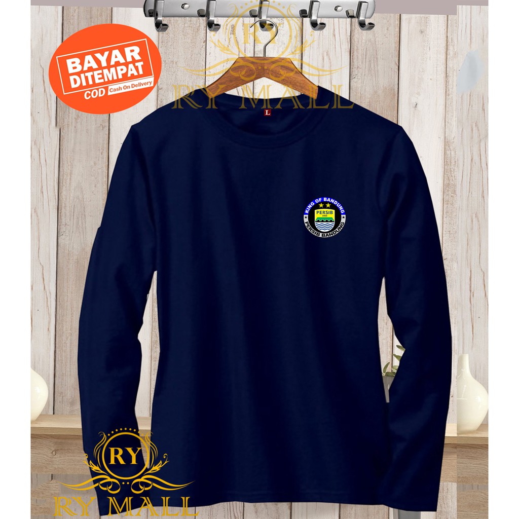 Kaos Lengan Panjang Logo Persib Bandung / Kaos Pria / kaos Polos / Promo Kaos Murah