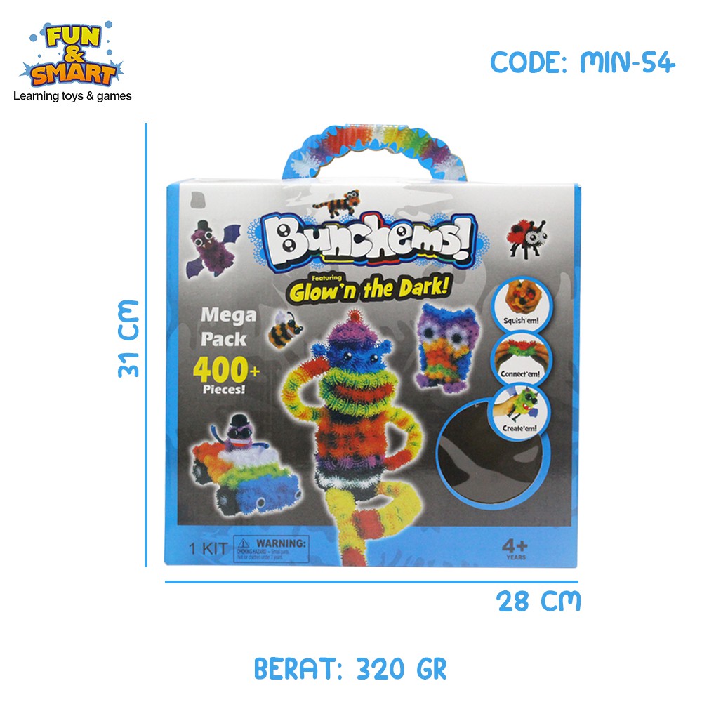 BUNCHEMS GLOW IN THE DARK +/- 370 MAGIC BALL  NO ACCESORIES - MIN-54