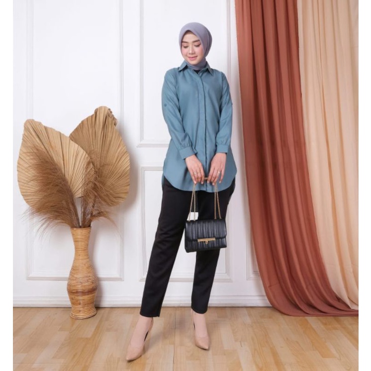 Zaja - Shirt Zamora Katun Toyobo Premium Kemeja Wanita Polos Terbaru Fashion Muslim Perempuan Tunik Zamora Simple &amp; Anggun