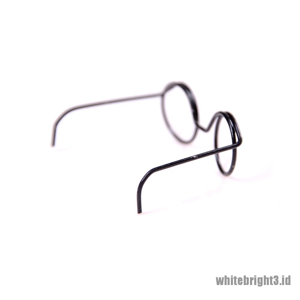 (white3) 2pcs Kacamata Frame Bulat Tanpa Lensa Gaya Retro Untuk Boneka BJD 1 / 6 30cm