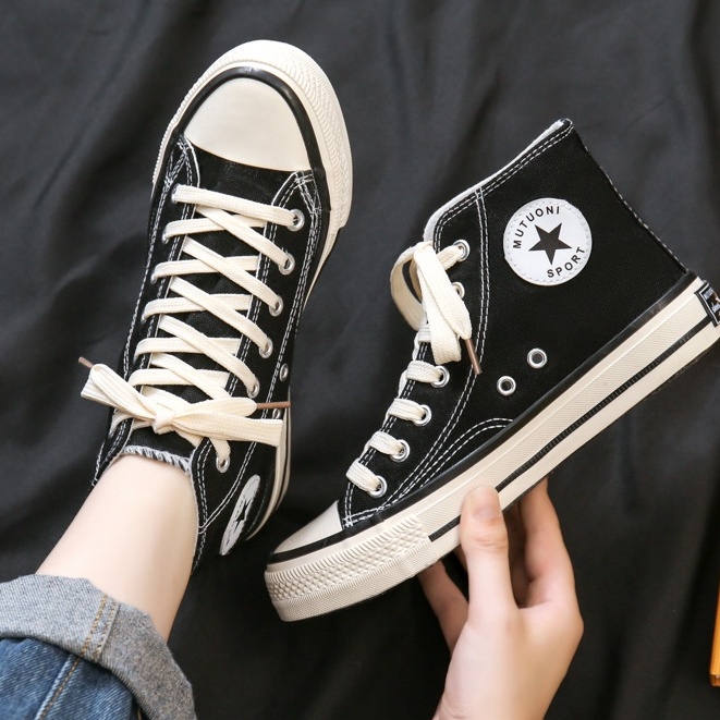 SW72 Sepatu Sneakers Kanvas Tali Wanita Import Korea