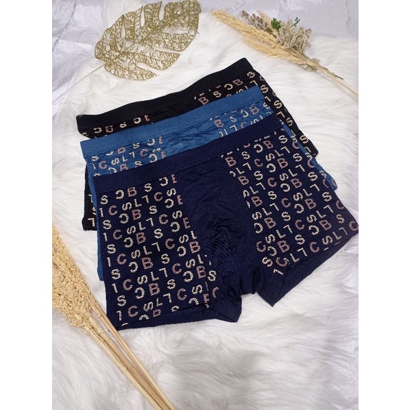 BOXER PRIA MURAH KUALITAS IMPORT MOTIF HURUF BAHAN ADEM DAN NYAMAN