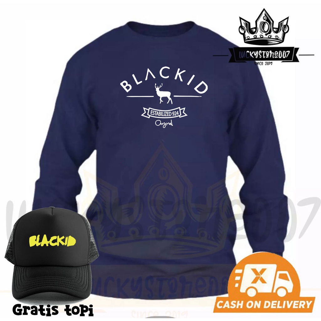 BELI BAJU GRATIS TOPI... Kaos Distro Lengan panjang BLACK ID  Text PUTIH Kaos Pria Dan Wanita Premiu