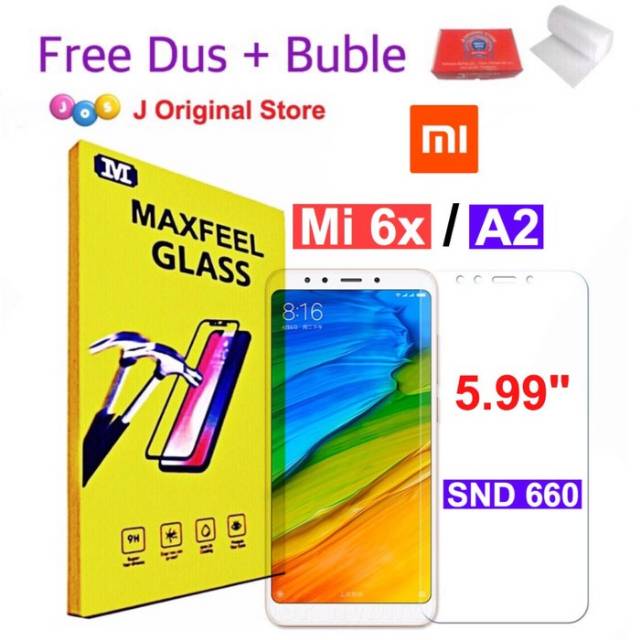 MAXFEEL TEMPERED GLASS XIAOMI MI6X MI 6X MIA2 MI A2 CLEAR GLASS