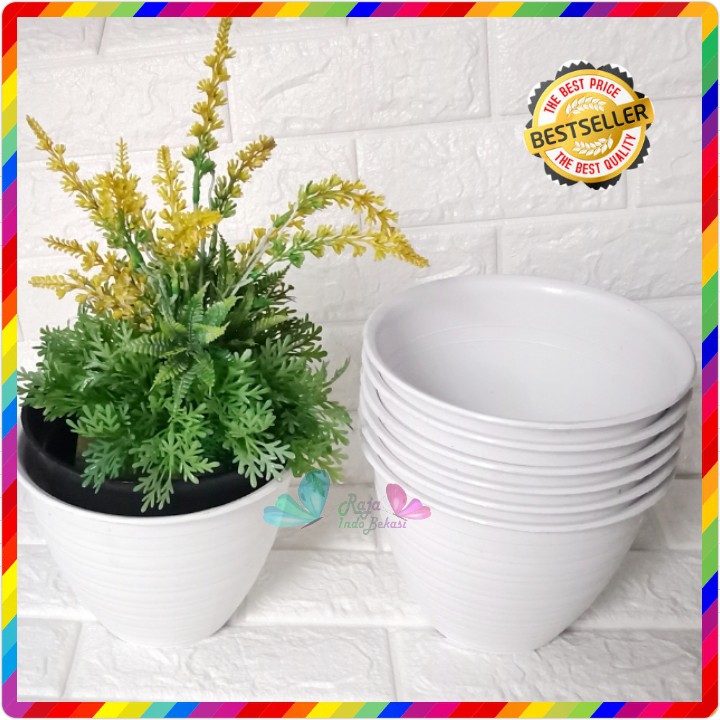 Pot Mahkota 20 Cm Hitam - Madu 20 Putih Pot Bunga Tanaman Bibit - Bukan Pot Glory Putih Tawon 20 Cm