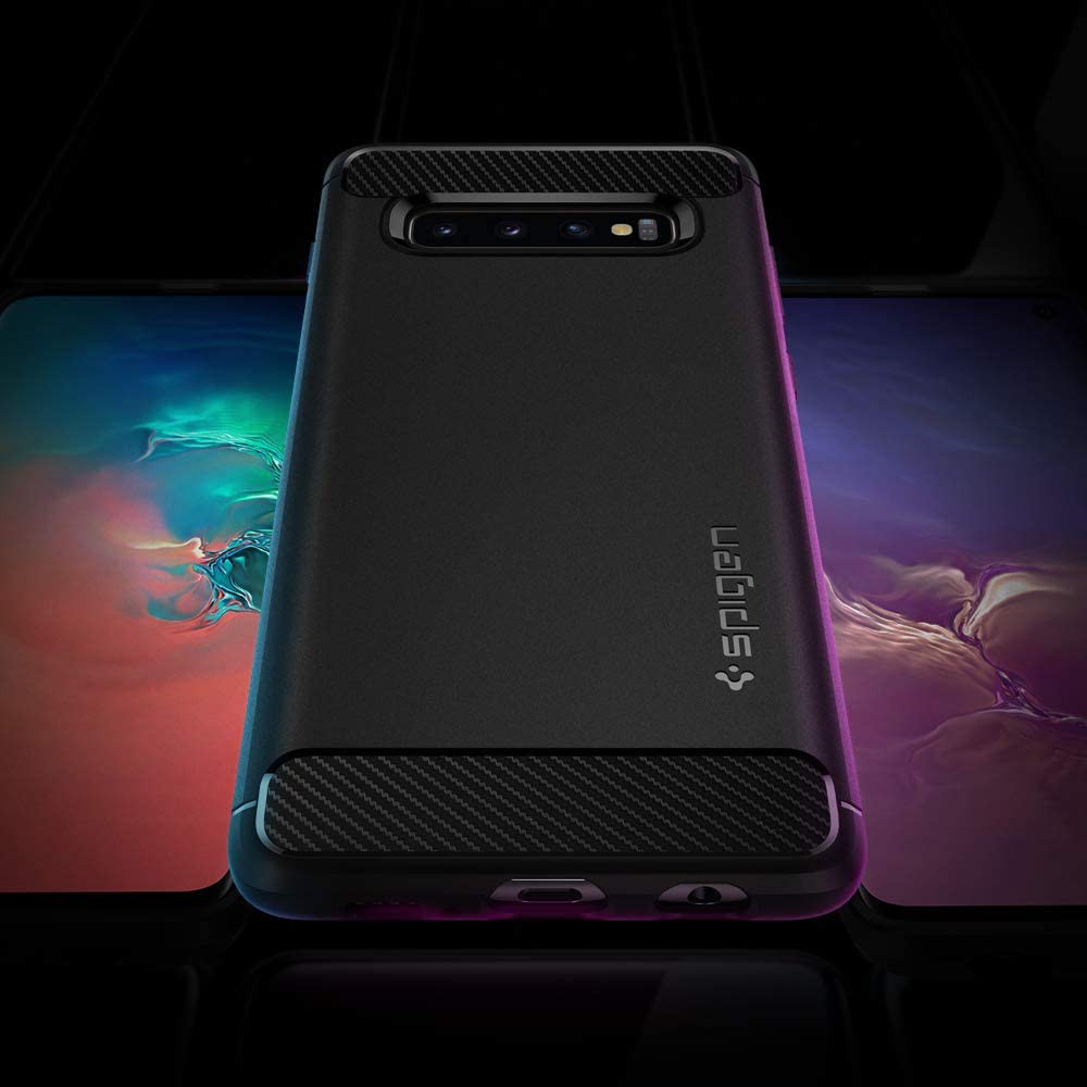 Case Samsung Galaxy S10 Lite / Plus / S10 / S10e Spigen Carbon Fiber Softcase Rugged Armor Casing