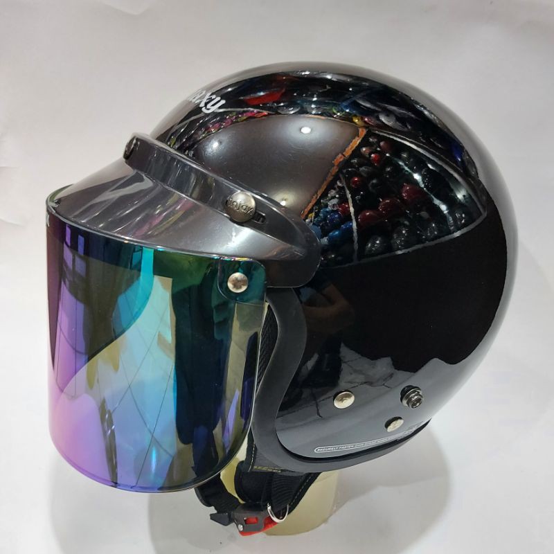 Helm Retro Polos Full Leher Galaxy