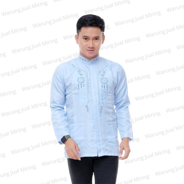 Baju Koko Lengan Panjang Bordir Klasik Polos Putih Warna Takwa Muslim