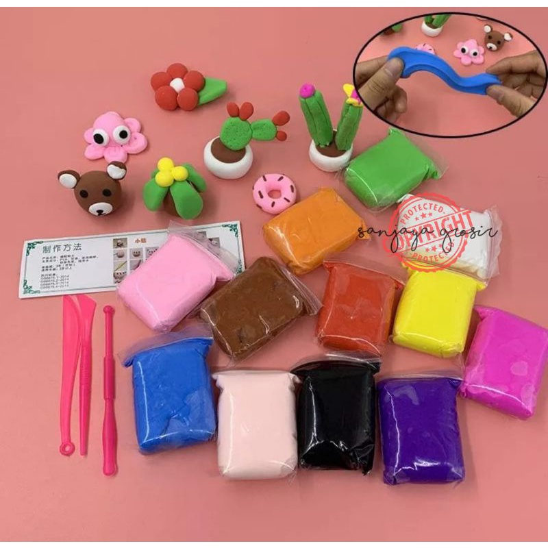 -CLAY MAINAN ANAK 12PCS/ SUPER CLAY MAINAN ANAK MURAH