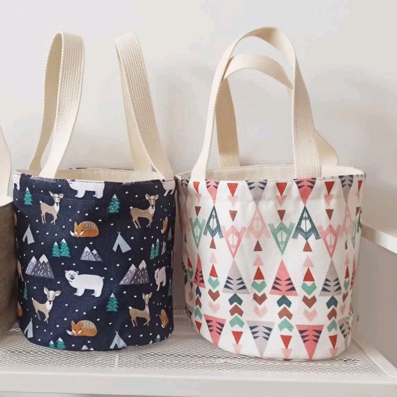 [BURNET] Tas Hampers Bucket Bag Canvas Souvenir Bags Kanvas Motif