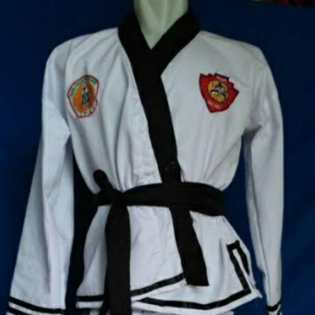 Seragam latihan + sabuk hitam IKSPI. Bed bordir