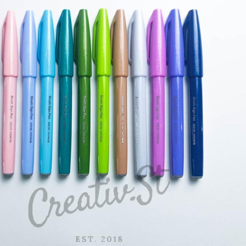 

NY187 Pentel Fude Touch Brush Sign Pen SES-15C NEW COLOR 【mäkässì】