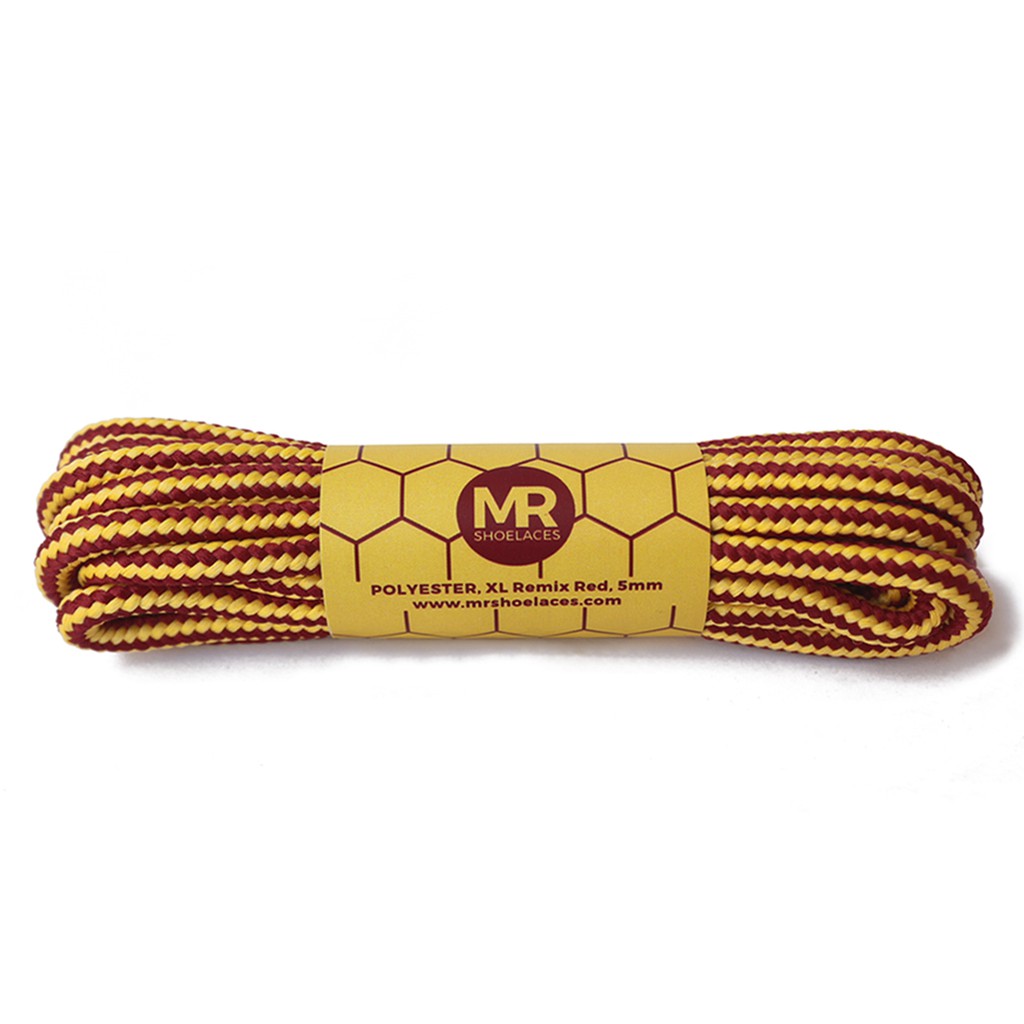 MR Shoelaces CR05 Remix Red (Kuning Merah) Tali Sepatu Bulat Corak / Motif 5-6mm 80cm 90cm 100cm 120cm 150cm 200cm - Premium Shoelace