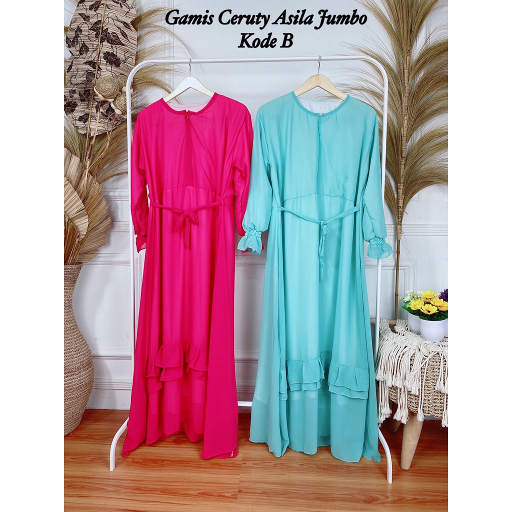 Gamis Asila Aldyn Ceruty Babydoll Full Furing