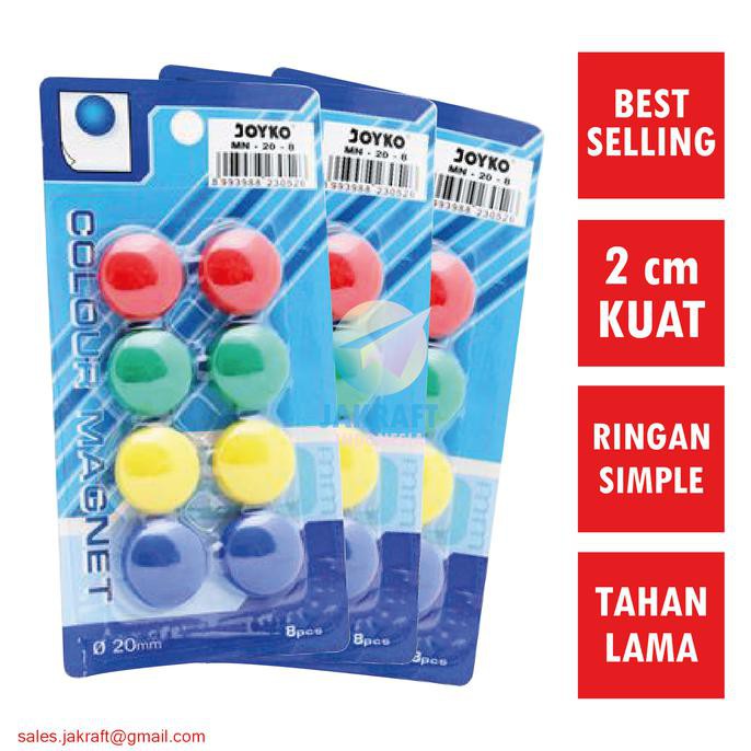 

HOT SALE Magnet Papan Tulis Whiteboard Kulkas Joyko MN-20-8 Bulat 2 cm Warna