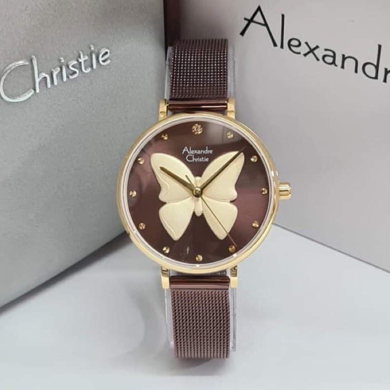 Jam Tangan Alexandre Christie Wanita Ori AC 2850 Butterfly AC2850 Tali Pasir Alexander Original