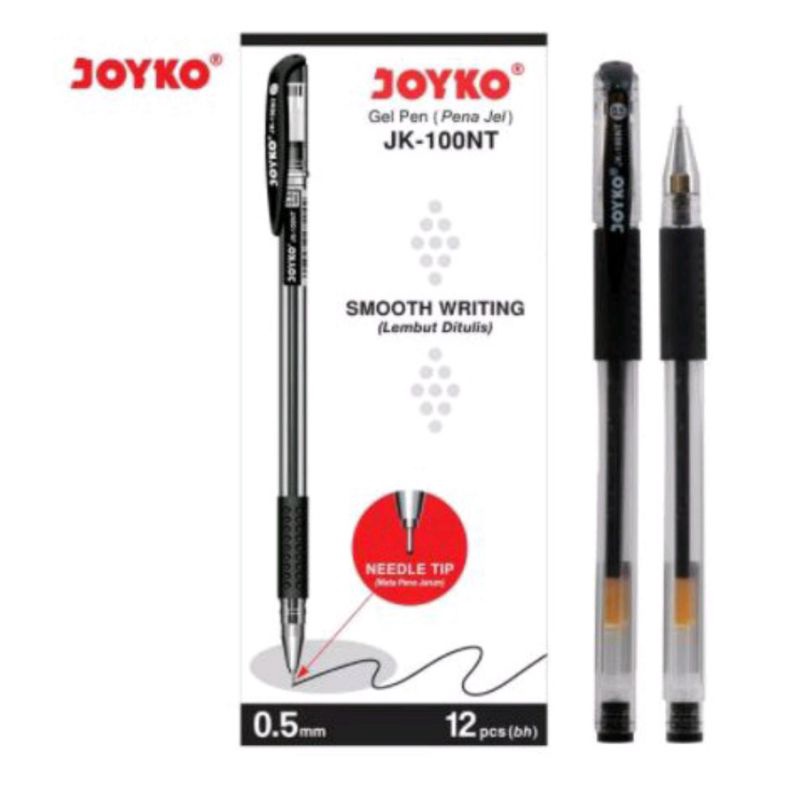 Pen gel Joyko JK-100 Pulpen Joyko JK-100NT HITAM isi 12 pcs berkualitas