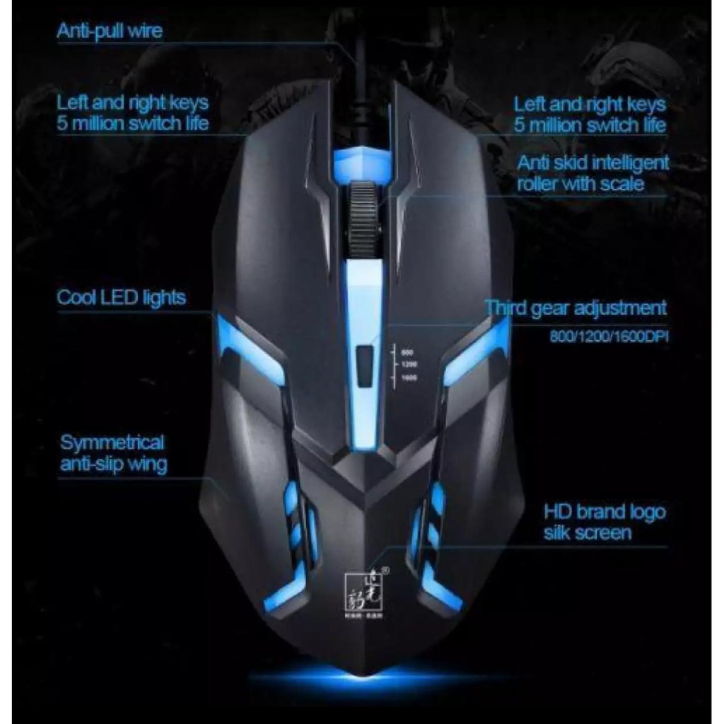 Mouse Gaming Led T-V1 (7 LAMPU) / Mouse Gaming Twolf Murah [import]