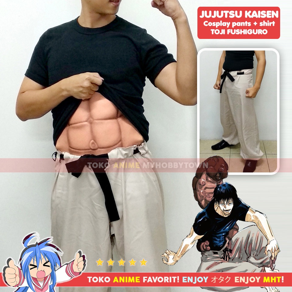 Kostum Cosplay Set Kaos Celana Fushiguro Toji Jujutsu Kaisen