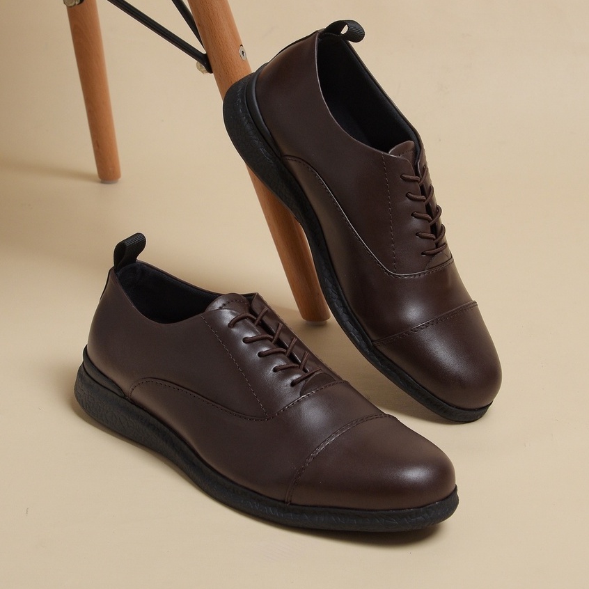 Oxford 3.0 Brown | Sepatu Pantofel Kulit Asli Hitam Formal Kerja Pantopel Pria Ori | FORIND x Kenzio