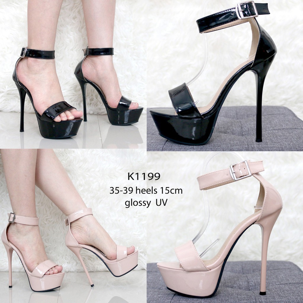 Sepatu High Heels Tali 15cm 3warna - Heels Pesta Kondangan kerja K1199