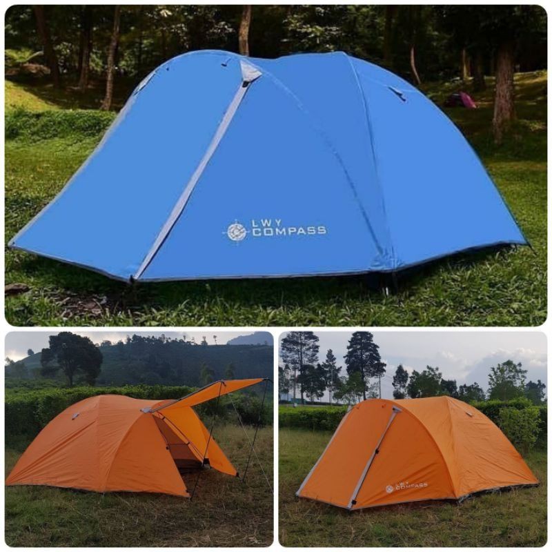 Tenda Dobel Layer Alas Terpal Murah /Compass Tenda Camping Untuk 4-5 Orang waterproof outdoor