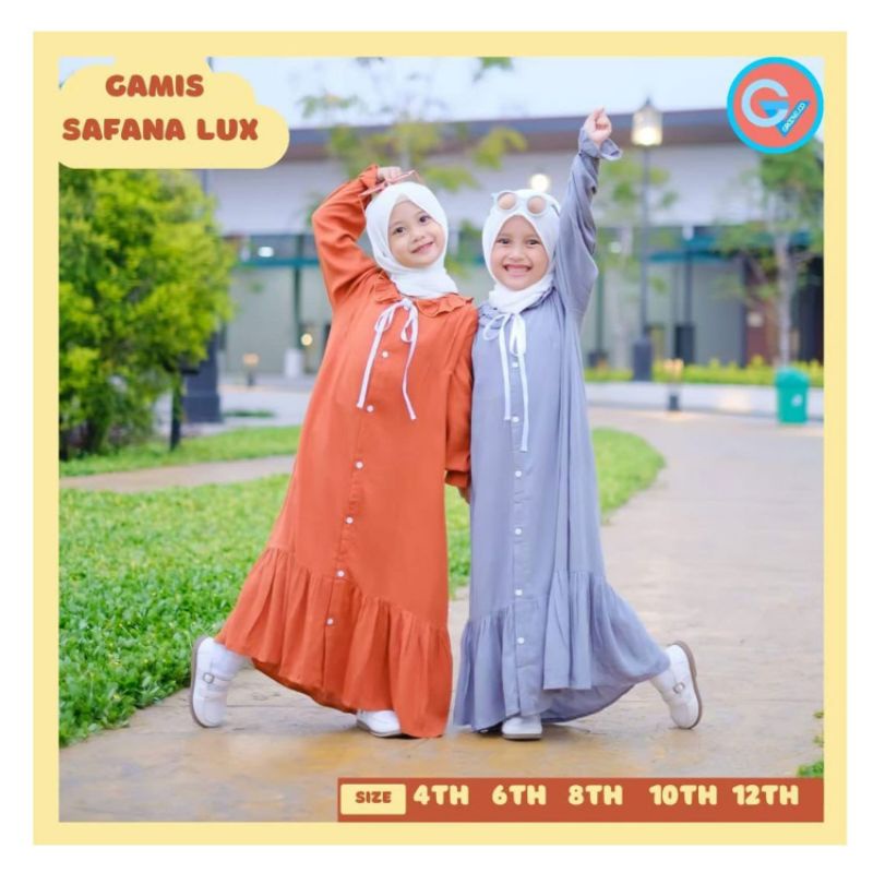 Gamis Korea Anak Perempuan Terbaru Bahan Rayon Crinkle Usia 7-16 Tahun - Gamis Safana Lux