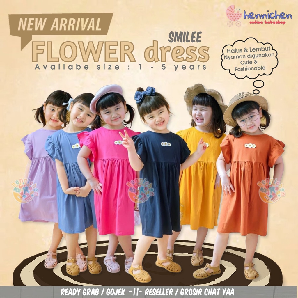 PROMO 7.7 Dress Bunga 1 - 5 Tahun Dress Flower Model Ruffle Smilee Dress Ruffle Flower Soft and Comfortable Dress Anak Perempuan Murah