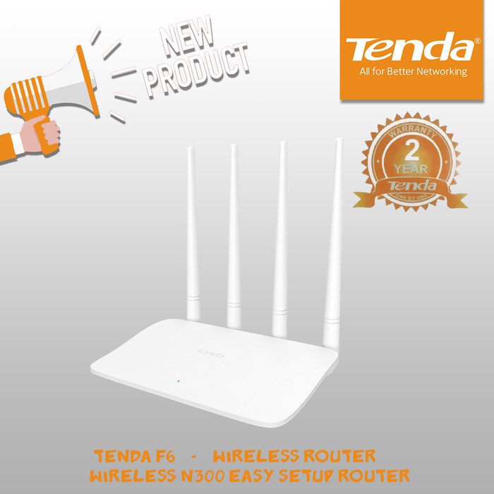 Tenda F6 Router Wireless Wifi 300Mbps Easy Setup Home Router