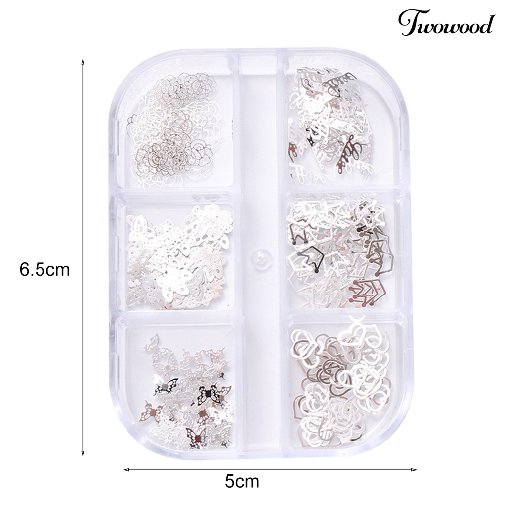 50 Pcs / Box Ornamen 3D Bentuk Bunga Butterfly Mahkota Bahan Metal Untuk Aksesoris Nail Art Manicure